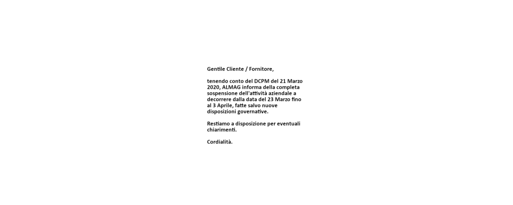 COMUNICAZIONE CLIENTE / FORNITORE